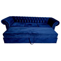 Canapea Extensibila Chesterfield, 250x100x75cm, 3 locuri, Velutto 25 Navy, Glasspandoor - 4