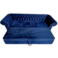Canapea Extensibila Chesterfield, 250x100x75cm, 3 locuri, Velutto 25 Navy, Glasspandoor - 6