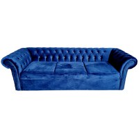 Canapea Extensibila Chesterfield, 250x100x75cm, 3 locuri, Velutto 25 Navy, Glasspandoor - 1