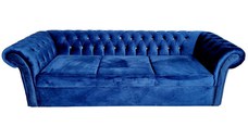 Canapea Extensibila Chesterfield, 250x100x75cm, 3 locuri, Velutto 25 Navy, Glasspandoor
