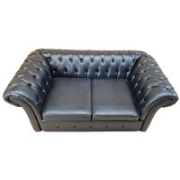 Canapea Fixa Chesterfield, 200x100x75cm, 2 locuri, Cayenne 1114 Black, Glasspandoor - 5