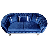 Canapea Fixa Manolya, 200x100x75cm, 2 locuri, Luna V-14 Blue, Glasspandoor - 4
