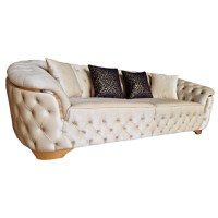 Canapea Fixa Okyanus, 250x100x75cm, 3 locuri, Luna V-03 Beige, Glasspandoor - 1