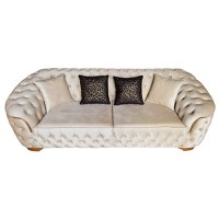 Canapea Fixa Okyanus, 250x100x75cm, 3 locuri, Luna V-03 Beige, Glasspandoor - 3