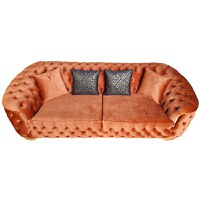 Canapea Fixa Okyanus, 250x100x75cm, 3 locuri, Luna V-08 Orange, Glasspandoor - 3