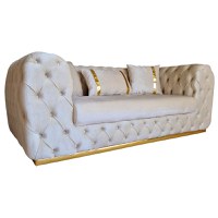 Canapea Fixa Tokyo, 210x100x75cm, 2 locuri, Luna V-01 Beige, Glasspandoor - 1