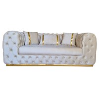 Canapea Fixa Tokyo, 210x100x75cm, 2 locuri, Luna V-01 Beige, Glasspandoor - 2