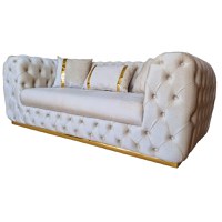 Canapea Fixa Tokyo, 210x100x75cm, 2 locuri, Luna V-01 Beige, Glasspandoor - 3