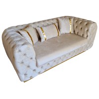 Canapea Fixa Tokyo, 210x100x75cm, 2 locuri, Luna V-01 Beige, Glasspandoor - 4