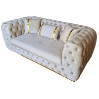 Canapea Fixa Tokyo, 210x100x75cm, 2 locuri, Luna V-01 Beige, Glasspandoor - 7
