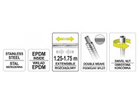 FALA Furtun de duș armat extensibil 1,25 - 1,75 m - 5