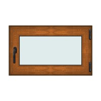Fereastra 100x60cm, 1 canat, maro, stejar auriu, dreapta si rabatare, Klass, 7cm, 6 camere, 2 garnituri - 1