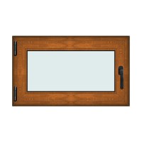Fereastra 100x60cm, 1 canat, maro, stejar auriu, stanga si rabatare, Klass, 7cm, 6 camere, 2 garnituri - 1