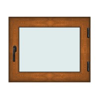 Fereastra 100x80cm, 1 canat, maro, stejar auriu, dreapta si rabatare, Klass, 7cm, 6 camere, 2 garnituri - 1