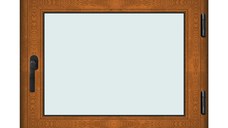 Fereastra 100x80cm, 1 canat, maro, stejar auriu, dreapta si rabatare, Klass, 7cm, 6 camere, 2 garnituri