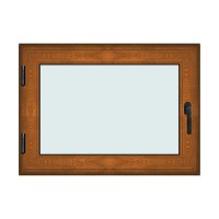 Fereastra 110x80cm, 1 canat, maro, stejar auriu, stanga si rabatare, Klass, 7cm, 6 camere, 2 garnituri - 1