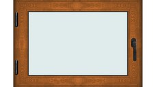 Fereastra 110x80cm, 1 canat, maro, stejar auriu, stanga si rabatare, Klass, 7cm, 6 camere, 2 garnituri