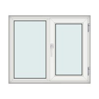 Fereastra 120x100cm, 2 canate, alb, dreapta si rabatare, Klass, 7cm, 6 camere, 2 garnituri - 1