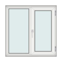 Fereastra 120x120cm, 2 canate, alb, dreapta si rabatare, Klass, 7cm, 6 camere, 2 garnituri - 1