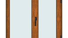 Fereastra 120x120cm, 2 canate, maro, stejar auriu, dreapta si rabatare, Klass, 7cm, 6 camere, 2 garnituri