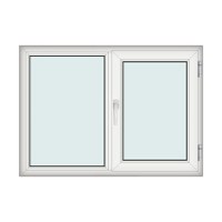 Fereastra 140x100cm, 2 canate, alb, dreapta si rabatare, Klass, 7cm, 6 camere, 2 garnituri - 1