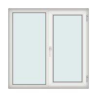 Fereastra 150x150cm, 2 canate, alb, dreapta si rabatare, Klass, 7cm, 6 camere, 2 garnituri - 1