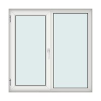 Fereastra 150x150cm, 2 canate, alb, stanga si rabatare, Klass, 7cm, 6 camere, 2 garnituri - 1