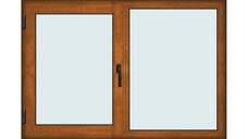 Fereastra 175x120cm, 2 canate, maro, stejar auriu, stanga si rabatare, Klass, 7cm, 6 camere, 2 garnituri