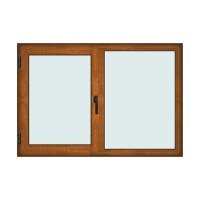 Fereastra 175x120cm, 2 canate, maro, stejar auriu, stanga si rabatare, Klass, 7cm, 6 camere, 2 garnituri - 1