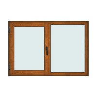 Fereastra 175x120cm, 2 canate, maro, stejar auriu, stanga si rabatare, Klass, 7cm, 6 camere, 2 garnituri - 1