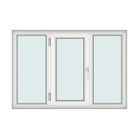Fereastra 175x120cm, 3 canate, alb, stanga si rabatare, Klass, 7cm, 6 camere, 2 garnituri - 1