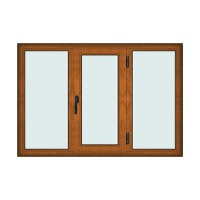 Fereastra 175x120cm, 3 canate, maro, stejar auriu, dreapta si rabatare, Klass, 7cm, 6 camere, 2 garnituri - 1