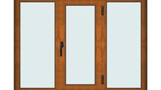 Fereastra 175x130cm, 3 canate, maro, stejar auriu, dreapta si rabatare, Klass, 7cm, 6 camere, 2 garnituri