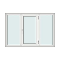 Fereastra 190x130cm, 3 canate, alb, dreapta si rabatare, Klass, 7cm, 6 camere, 2 garnituri - 1