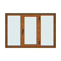 Fereastra 190x130cm, 3 canate, maro, stejar auriu, dreapta si rabatare, Klass, 7cm, 6 camere, 2 garnituri - 1