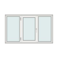 Fereastra 200x120cm, 3 canate, alb, stanga si rabatare, Klass, 7cm, 6 camere, 2 garnituri - 1