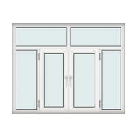 Fereastra 200x157cm, 4 canate, 2 deschideri, cu montant fix, alb, Klass - 1