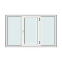 Fereastra 205x130cm, 3 canate, alb, dreapta si rabatare, Klass, 7cm, 6 camere, 2 garnituri - 1