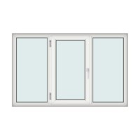 Fereastra 205x130cm, 3 canate, alb, stanga si rabatare, Klass, 7cm, 6 camere, 2 garnituri - 1