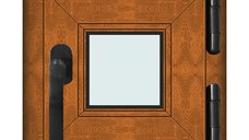 Fereastra 40x40cm, 1 canat, maro, stejar auriu, dreapta, Klass, 7cm, 6 camere, 2 garnituri