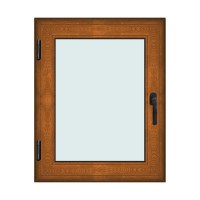 Fereastra 80x100cm, 1 canat, maro, stejar auriu, stanga si rabatare, Klass, 7cm, 6 camere, 2 garnituri - 1