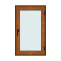 Fereastra 80x130cm, 1 canat, maro, stejar auriu, dreapta si rabatare, Klass, 7cm, 6 camere, 2 garnituri - 1