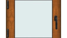 Fereastra 80x80cm, 1 canat, maro, stejar auriu, stanga si rabatare, Klass, 7cm, 6 camere, 2 garnituri