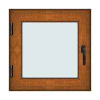 Fereastra 80x80cm, 1 canat, maro, stejar auriu, stanga si rabatare, Klass, 7cm, 6 camere, 2 garnituri - 1