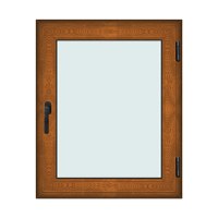 Fereastra 90x110cm, 1 canat, maro, stejar auriu, dreapta si rabatare, Klass, 7cm, 6 camere, 2 garnituri - 1