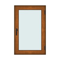 Fereastra 90x140cm, 1 canat, maro, stejar auriu, dreapta si rabatare, Klass, 7cm, 6 camere, 2 garnituri - 1