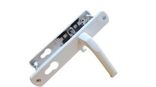 Maner usa, aluminiu, cu arc, latime sild 35mm, interax 85mm, alb, reversibil, tija si suruburi incluse, Glasspandoor