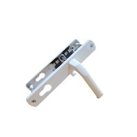 Maner usa, aluminiu, cu arc, latime sild 35mm, interax 85mm, alb, reversibil, tija si suruburi incluse, Glasspandoor - 1