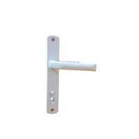 Maner usa, aluminiu, cu arc, latime sild 35mm, interax 85mm, alb, reversibil, tija si suruburi incluse, Glasspandoor - 4