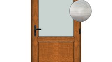 Usa Hamburg, PVC & termopan, 70x200cm, maro, stejar auriu, dreapta, Klass, 6cm, 4 camere, sticla mata krizet alb